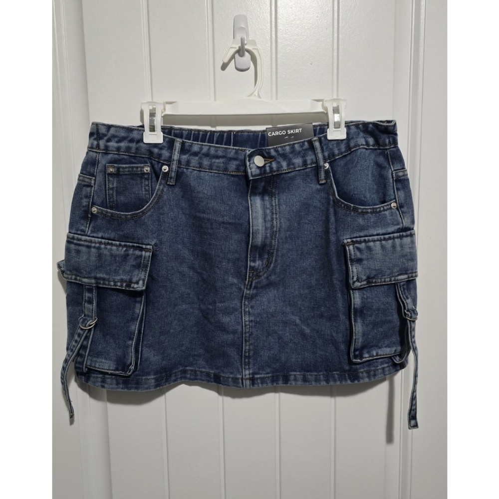 Harper & Ivy Cargo Jean Denum Skirt Large NEW NWT womens